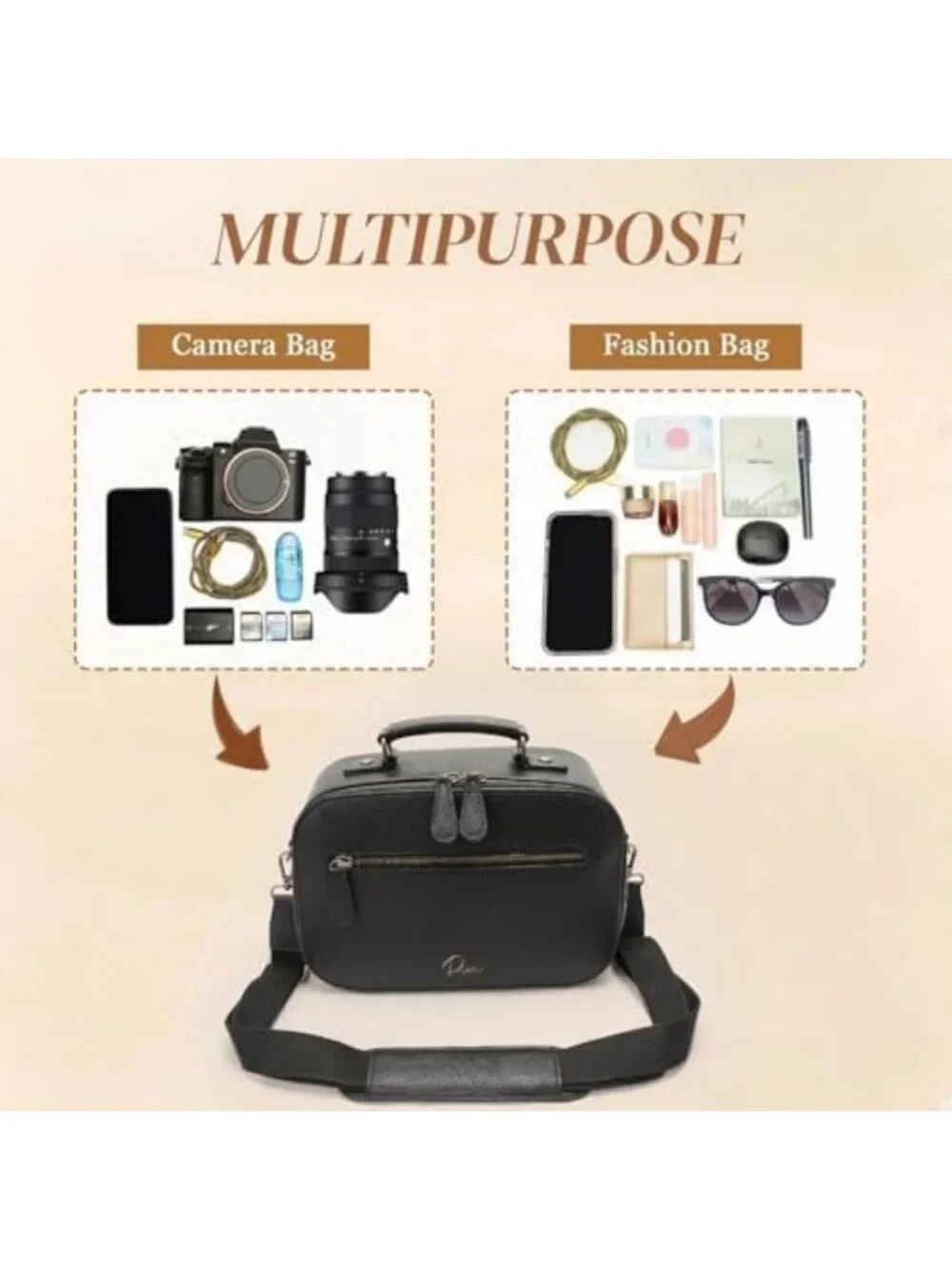 Waterproof Crossbody Camera Sling Bag, Shockproof Case for DSLR/SLR/Mirrorless